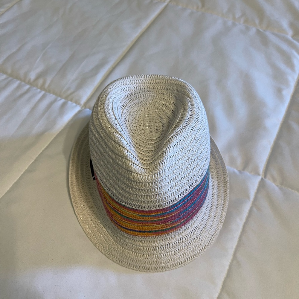 Panama Jack White Straw Hat with Colorful Band